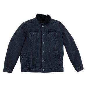 GEORGE Sherpa Lined Denim Jacket LG Women's Black Fleece Winter Coat Jean